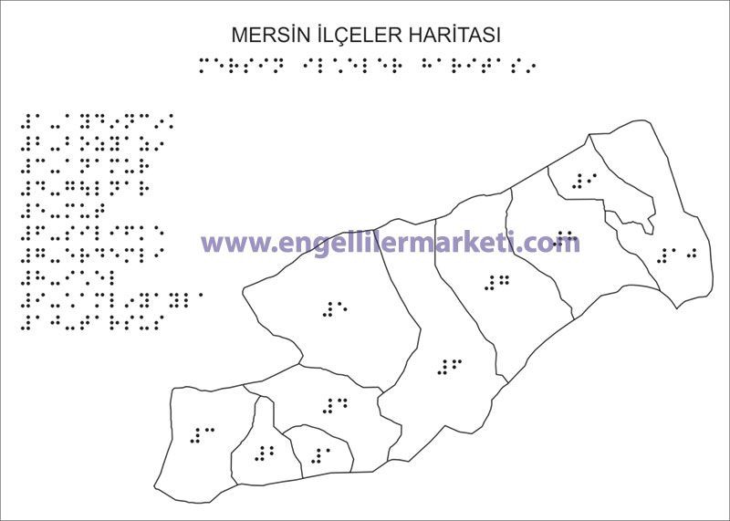 Kabartma%20/%20Braille%20Mersin%20İli%20İlçeler%20Haritası