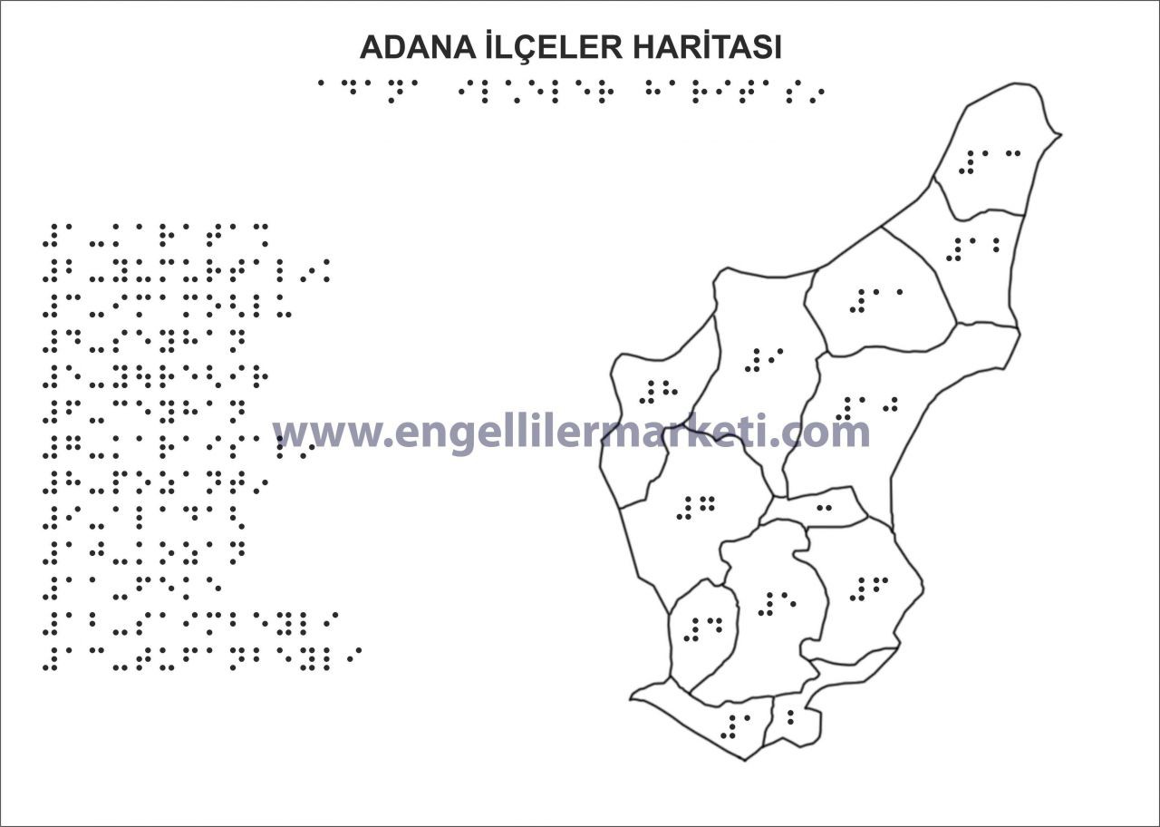 Kabartma%20/%20Braille%20Adana%20İli%20İlçeler%20Haritası