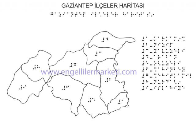 Kabartma / Braille Gaziantep İli  İlçeler Haritası