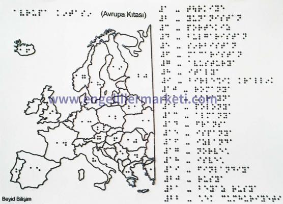 Kabartma Avrupa Kıtası Haritası