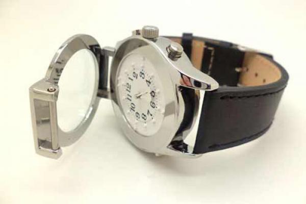 Tactile / Turkish Talking Watch for Men - White Dial / Black Leather Band