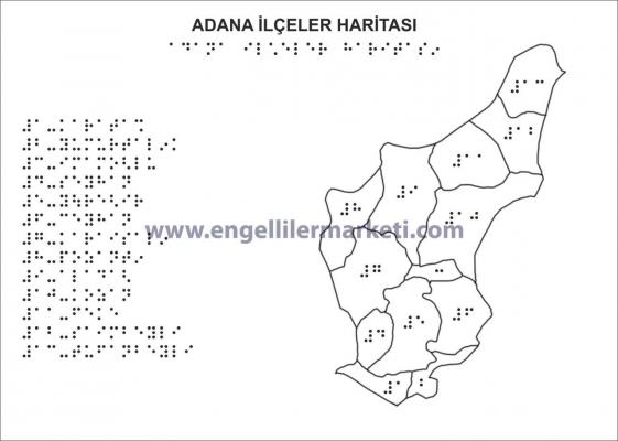 Kabartma / Braille Adana İli İlçeler Haritası