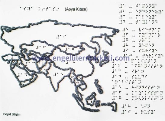 Kabartma / Braille Asya Kıtası Haritası