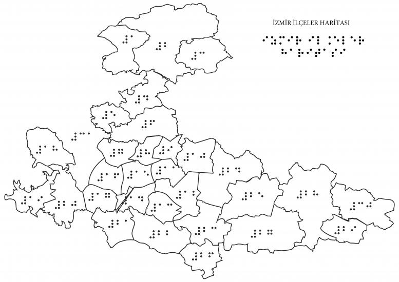 Tactile Izmir Districts Map