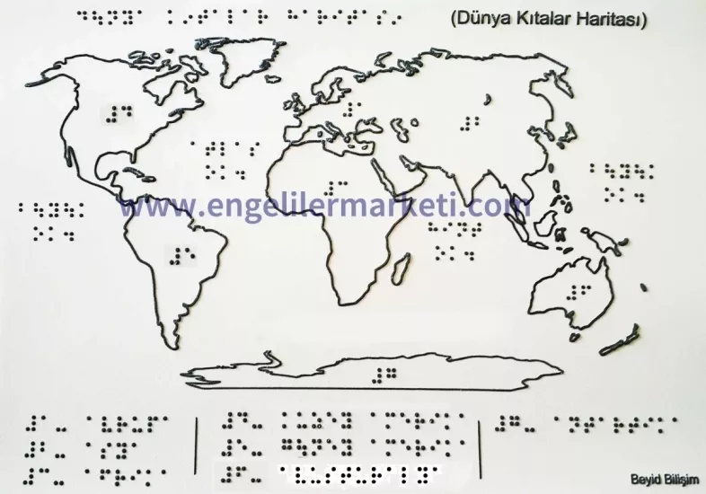 Kabartma Dünya Kıtalar Haritası