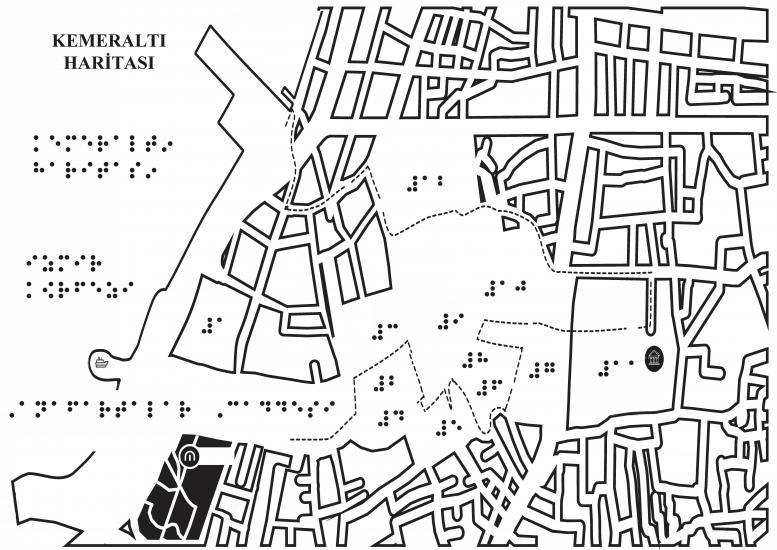Kabartma / Braille İzmir Kemeraltı Haritası